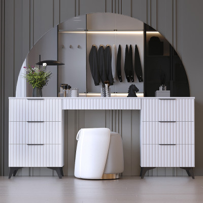 Туалетный столик с тумбочкой Кс-10_K-35 "Саванна ЛОФТ", Белый - белый матовый (180/83/42)