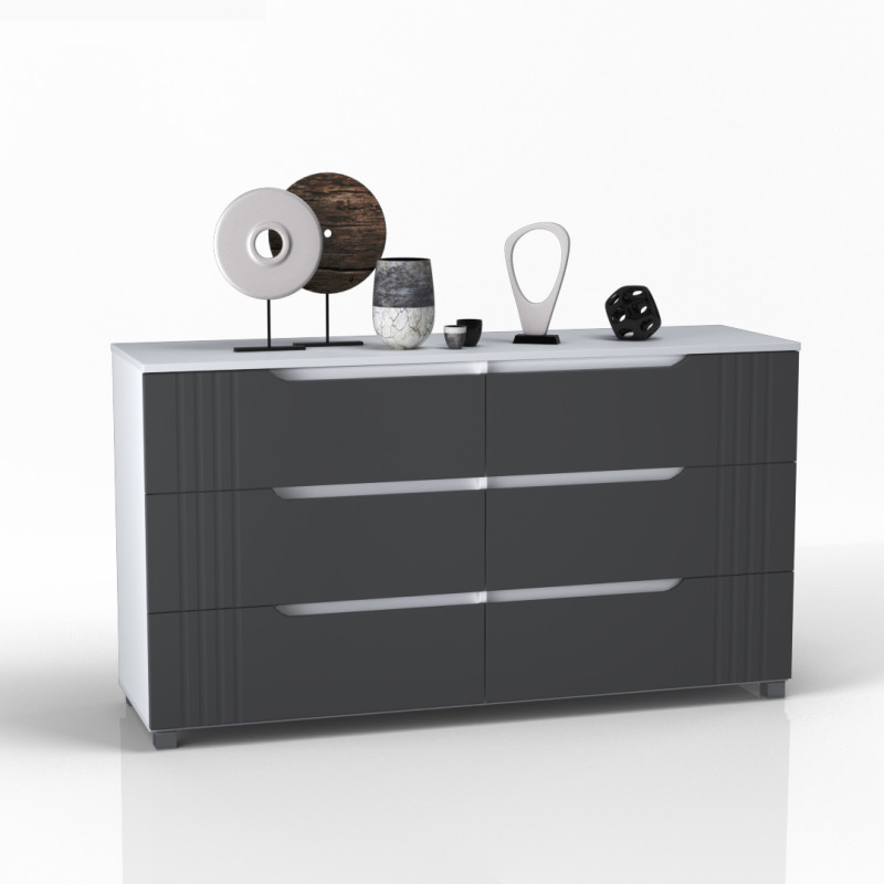 Комод "Портленд" К-307, Графит матовый (140/76/40), МДФ,  DiPortes