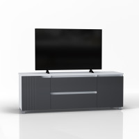 Комод (тумба ТВ) Портленд К-212, Белый - графит матовый (140/53/40), DiPortes